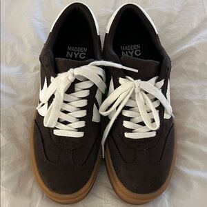 Women's Brown Platform Sneakers with White Laces